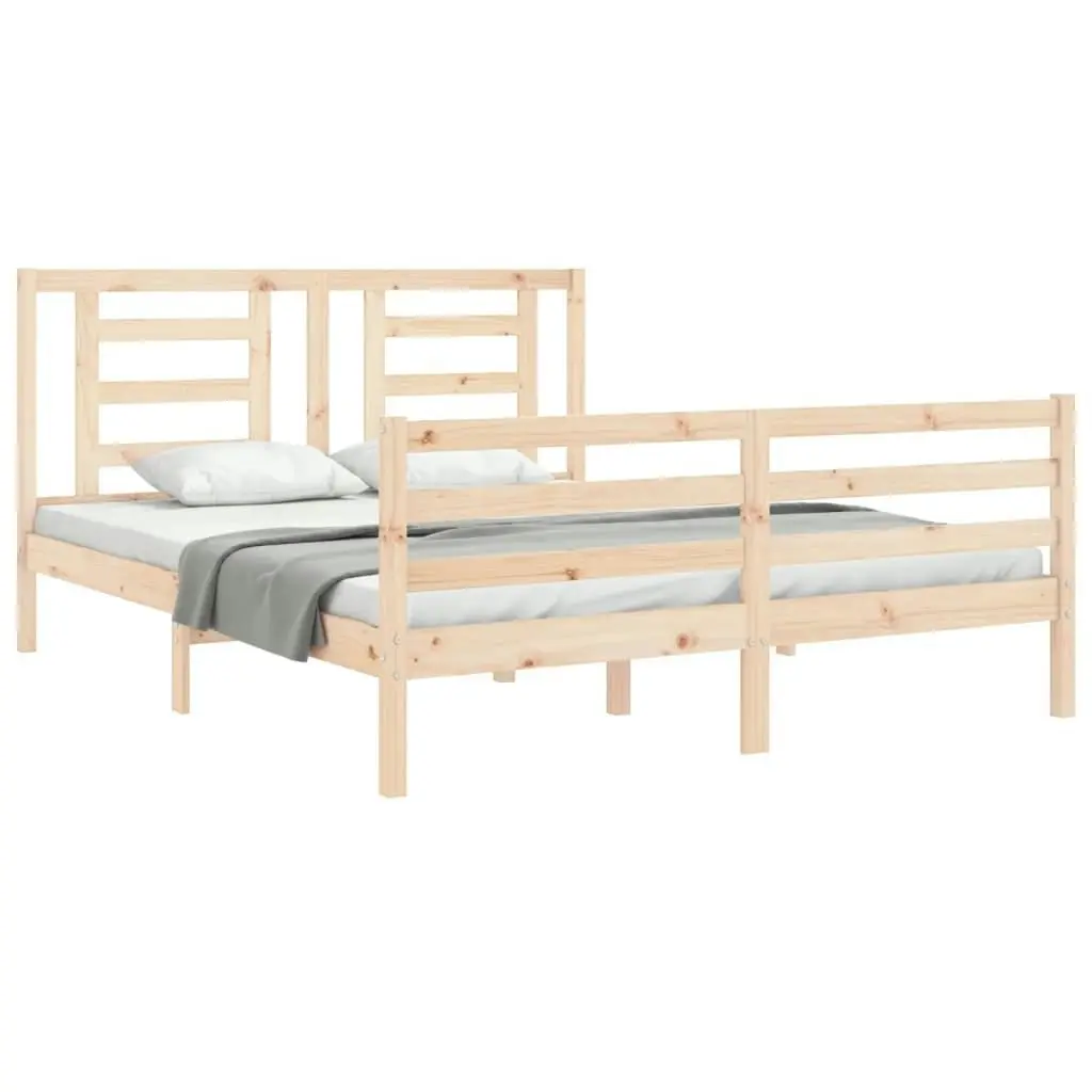 Bed Frame with Headboard 153x203 cm Queen Solid Wood 3194706