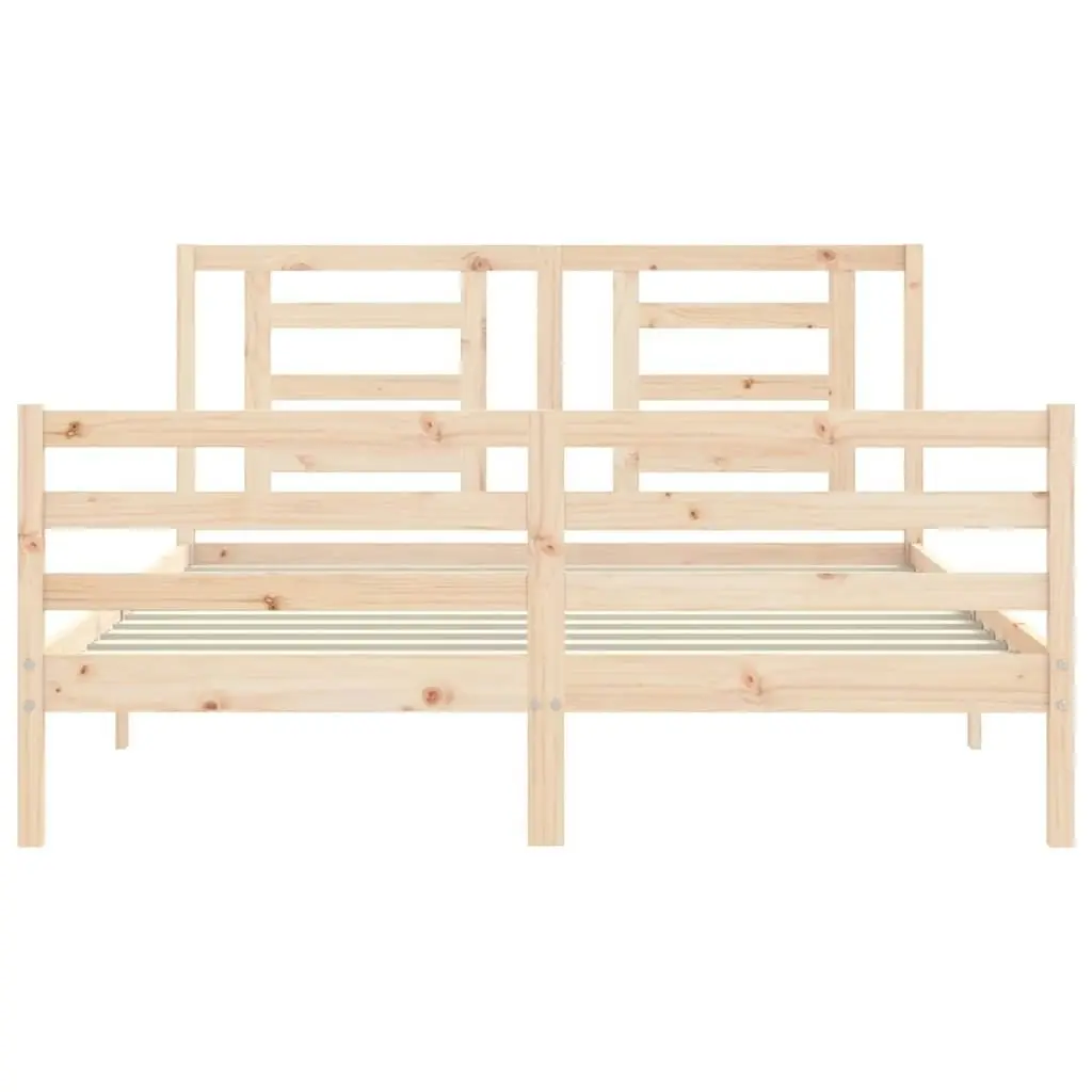 Bed Frame with Headboard 153x203 cm Queen Solid Wood 3194706