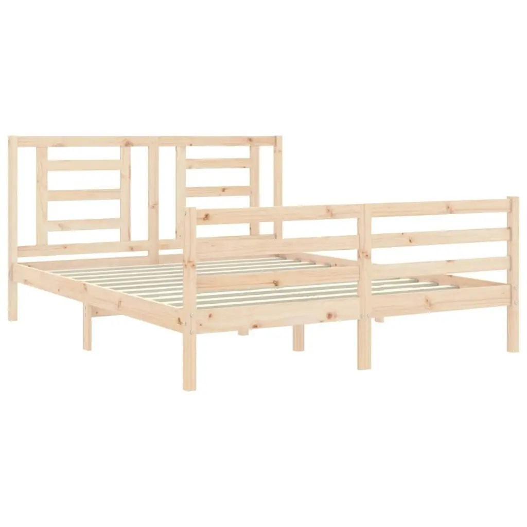 Bed Frame with Headboard 153x203 cm Queen Solid Wood 3194706