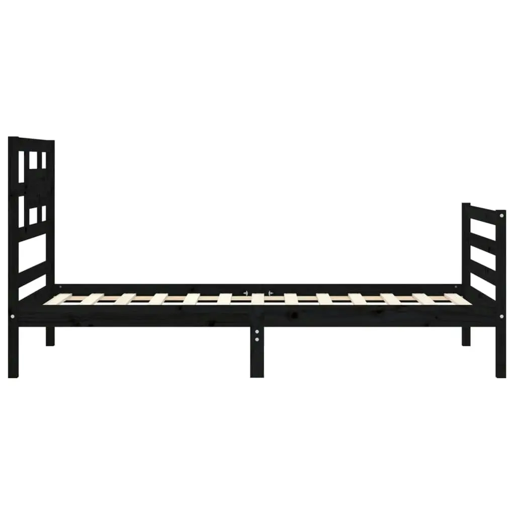 Bed Frame with Headboard Black 92x187 cm Single Size Solid Wood 3194410