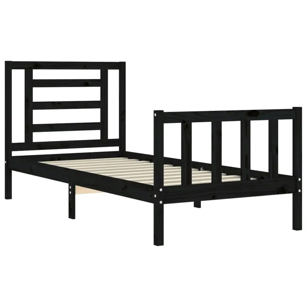 Bed Frame without Mattress Black 90x190 cm Solid Wood Pine 3192850