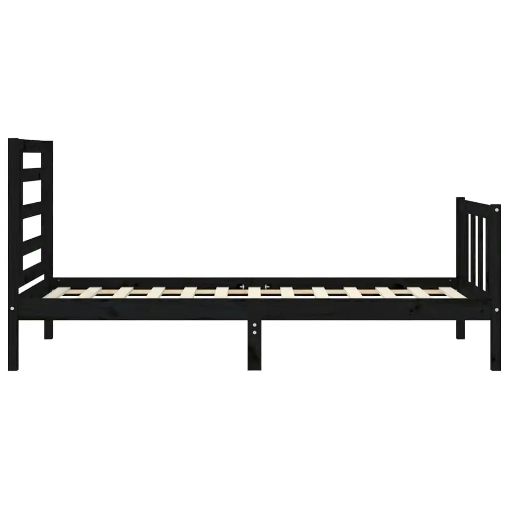 Bed Frame without Mattress Black 90x190 cm Solid Wood Pine 3192850