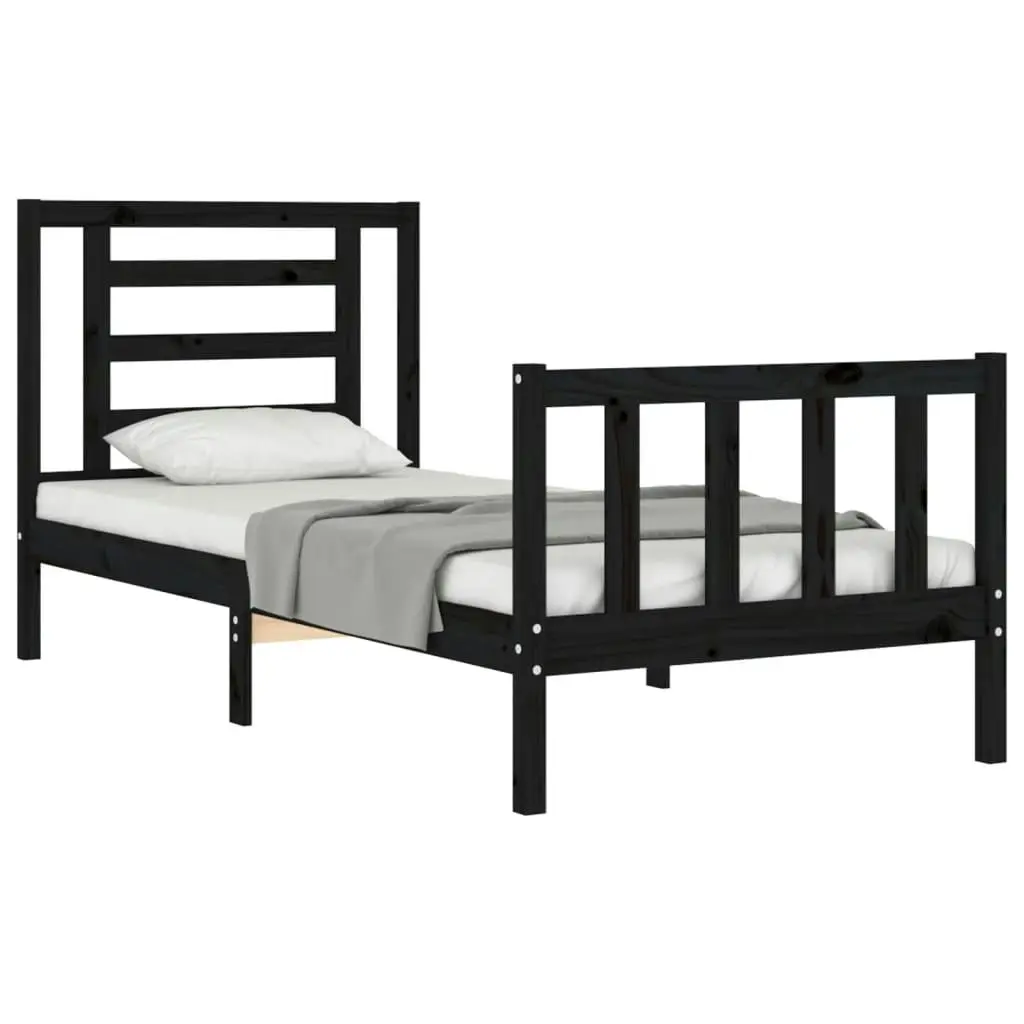 Bed Frame without Mattress Black 90x190 cm Solid Wood Pine 3192850