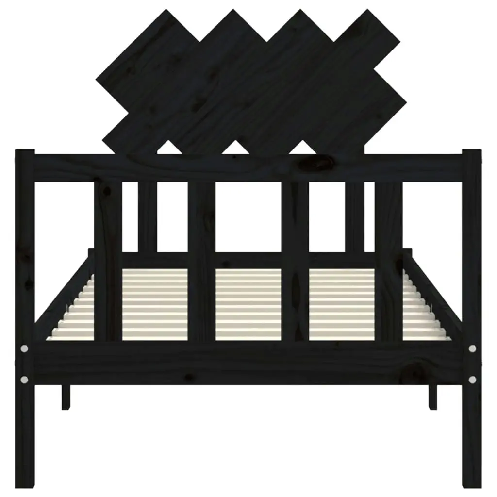 Bed Frame without Mattress Black 90x190 cm Solid Wood Pine 3193435