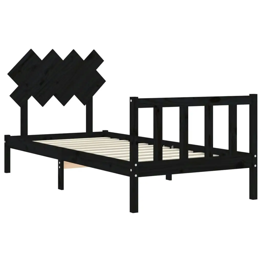 Bed Frame without Mattress Black 90x190 cm Solid Wood Pine 3193435