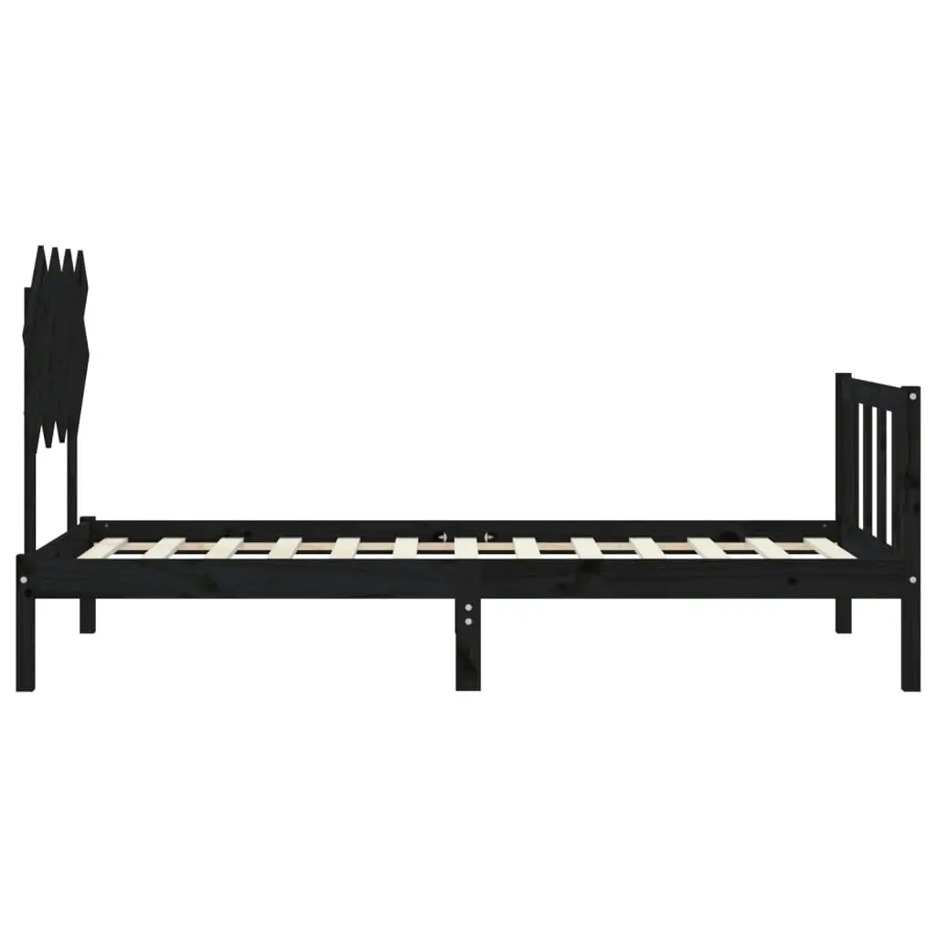 Bed Frame without Mattress Black 90x190 cm Solid Wood Pine 3193435