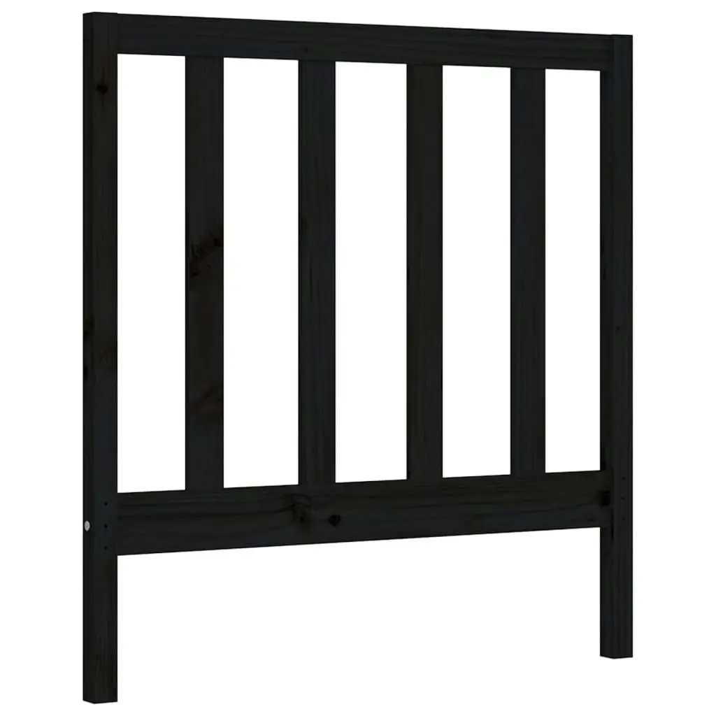 Bed Frame with Headboard Black 92x187 cm Single Size Solid Wood 3193760