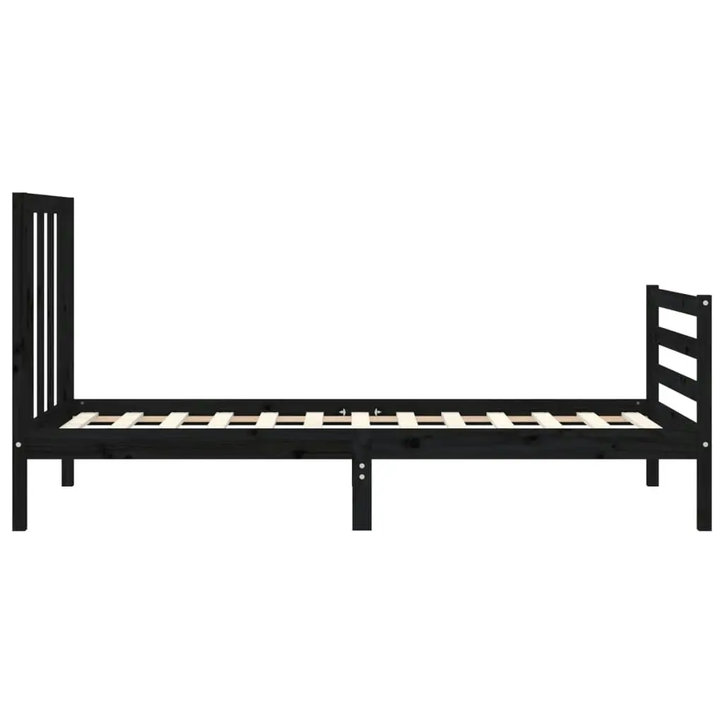 Bed Frame with Headboard Black 92x187 cm Single Size Solid Wood 3193760