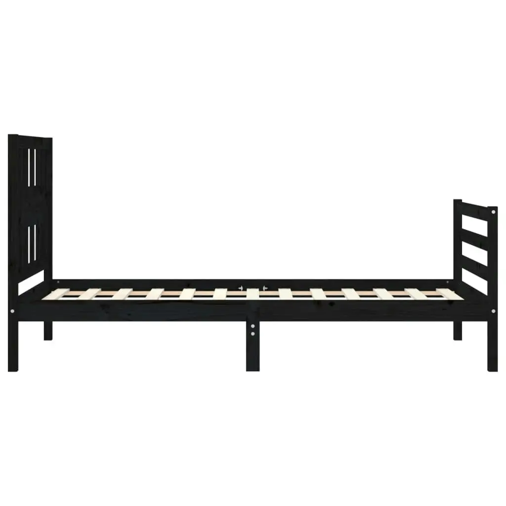 Bed Frame with Headboard Black 92x187 cm Single Size Solid Wood 3194540