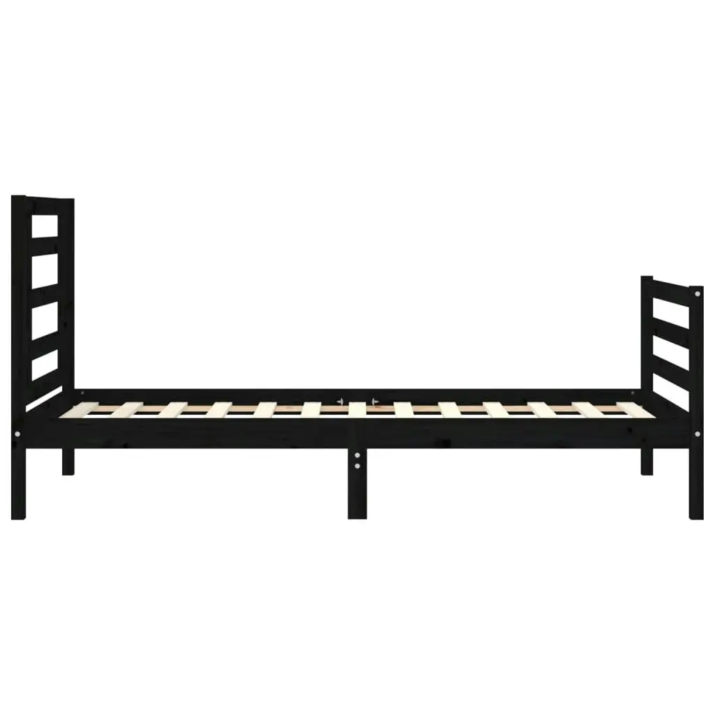 Bed Frame with Headboard Black 92x187 cm Single Size Solid Wood 3194670