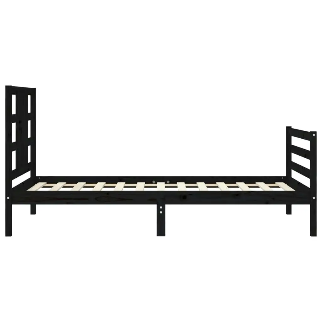 Bed Frame with Headboard Black 92x187 cm Single Size Solid Wood 3193890