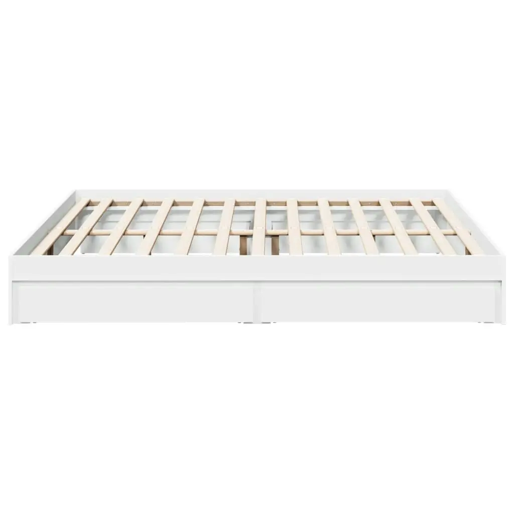 Bed Frame with Drawers White 183x203 cm King Size Engineered Wood 3280636