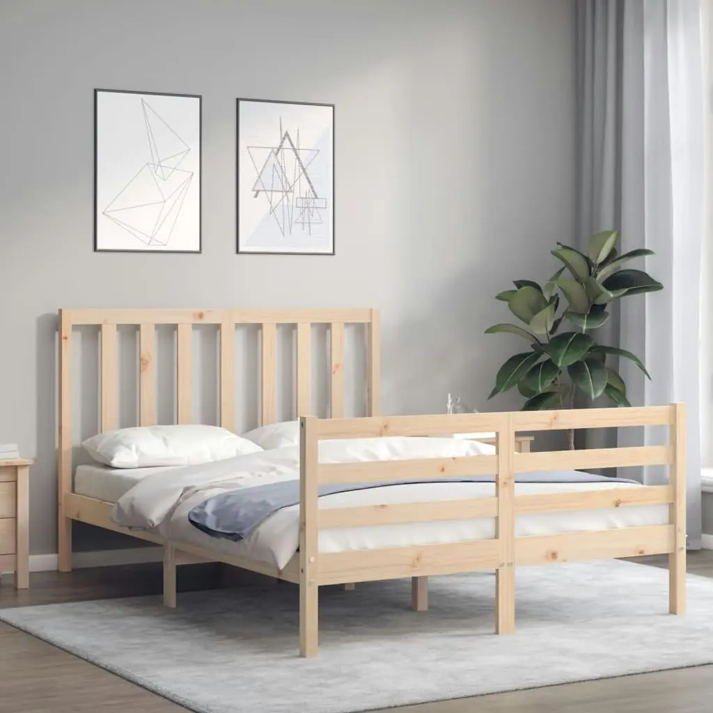 Bed Frame with Headboard 137x187 cm Double Solid Wood 3193766