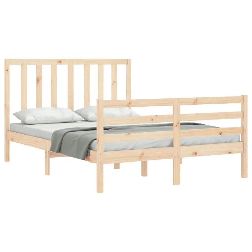 Bed Frame with Headboard 137x187 cm Double Solid Wood 3193766