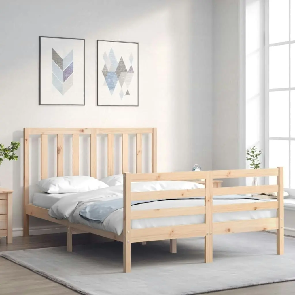 Bed Frame with Headboard 137x187 cm Double Solid Wood 3193766