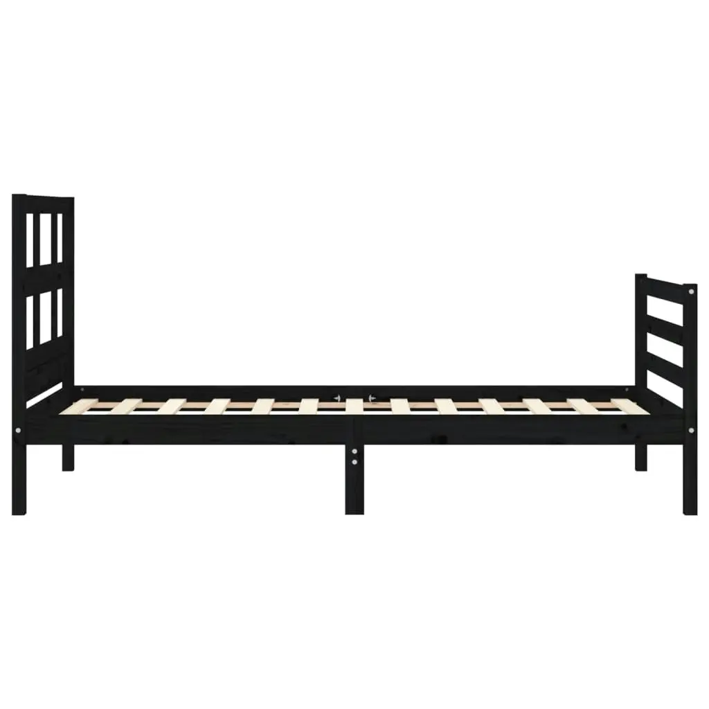 Bed Frame with Headboard Black 92x187 cm Single Size Solid Wood 3194800