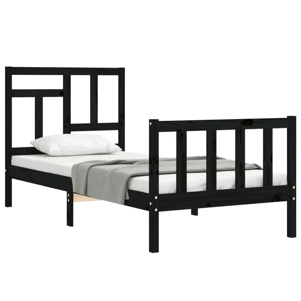 Bed Frame without Mattress Black 90x190 cm Solid Wood Pine 3193110