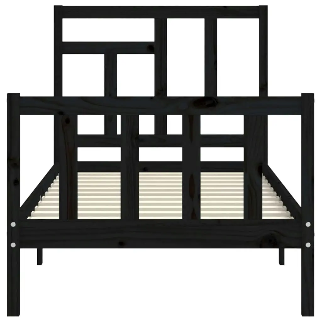 Bed Frame without Mattress Black 90x190 cm Solid Wood Pine 3193110