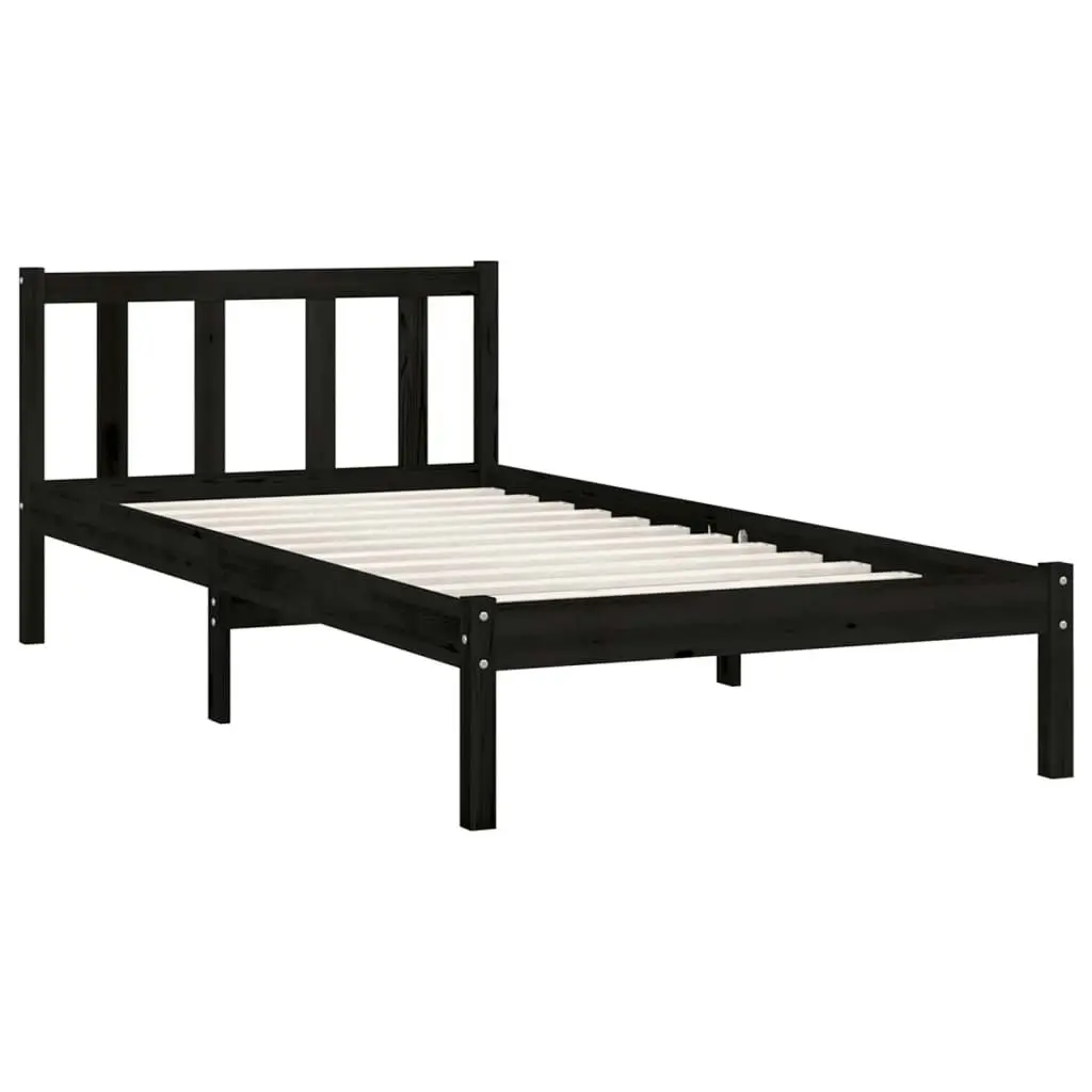 Bed Frame without Mattress Black 90x190 cm Solid Wood Pine 3193110