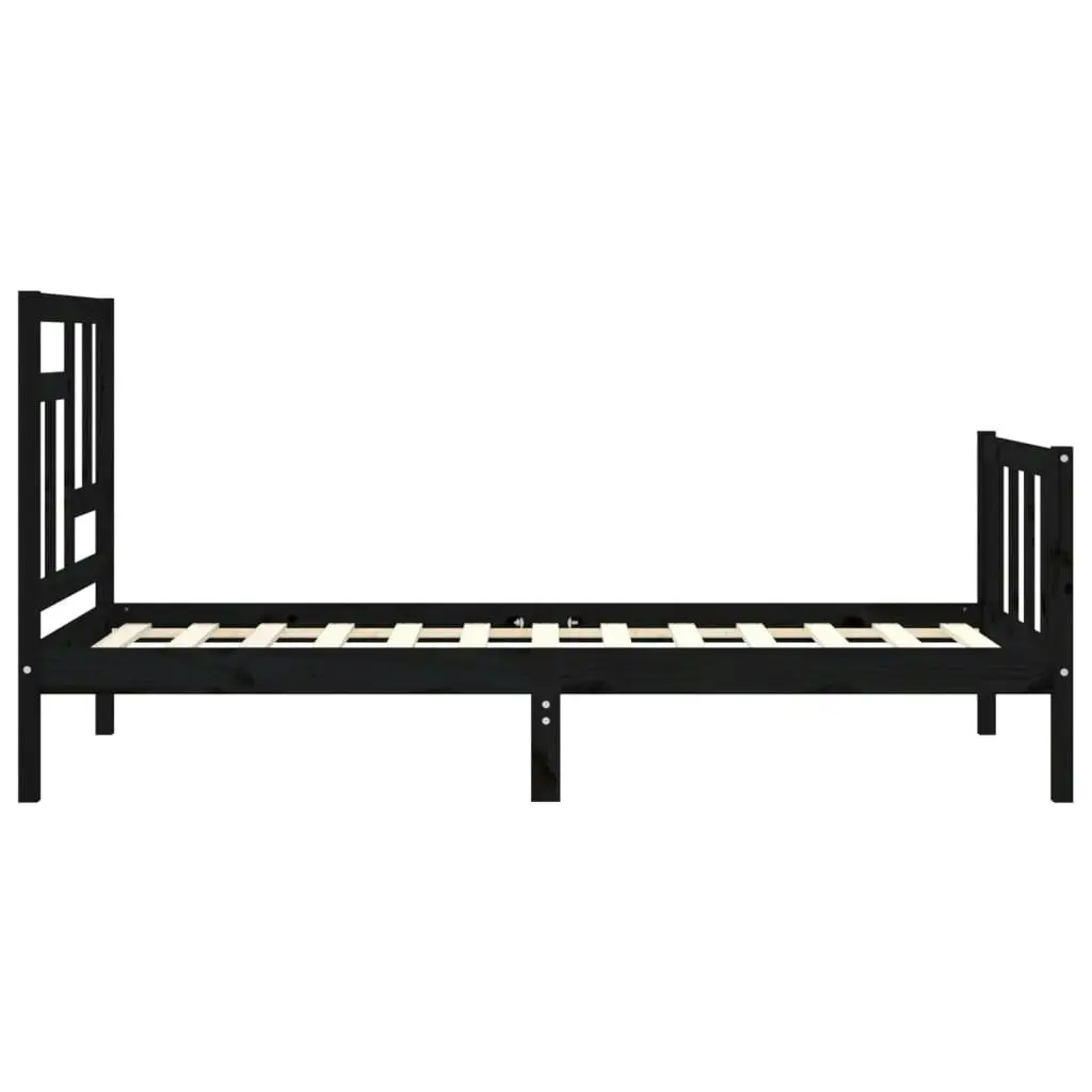 Bed Frame without Mattress Black 90x190 cm Solid Wood Pine 3193110