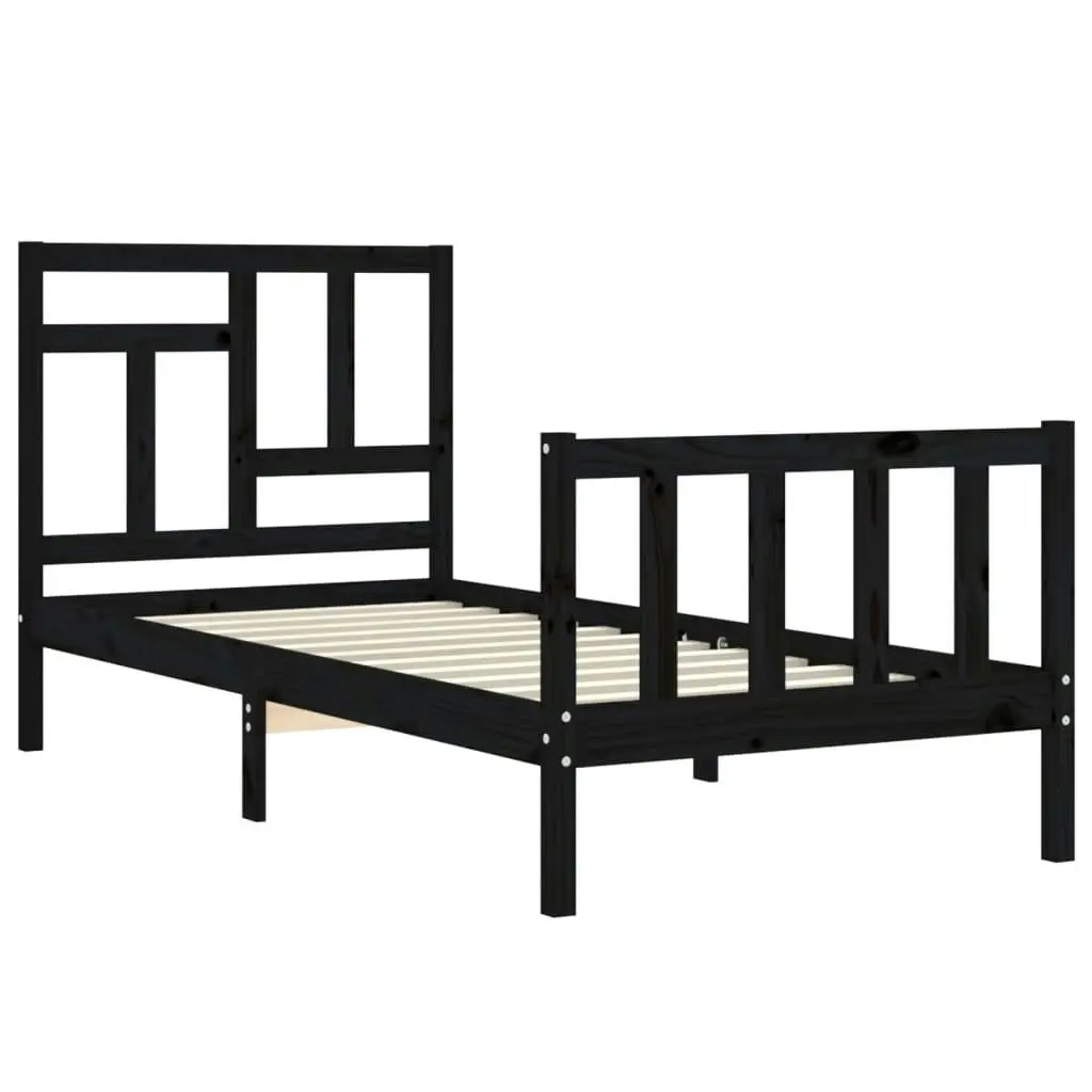 Bed Frame without Mattress Black 90x190 cm Solid Wood Pine 3193110