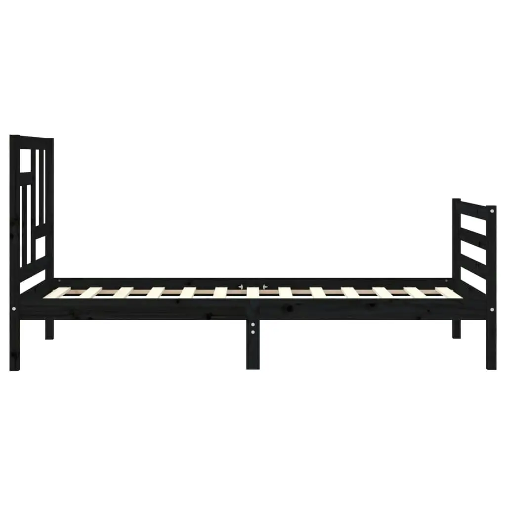 Bed Frame with Headboard Black 92x187 cm Single Size Solid Wood 3194930