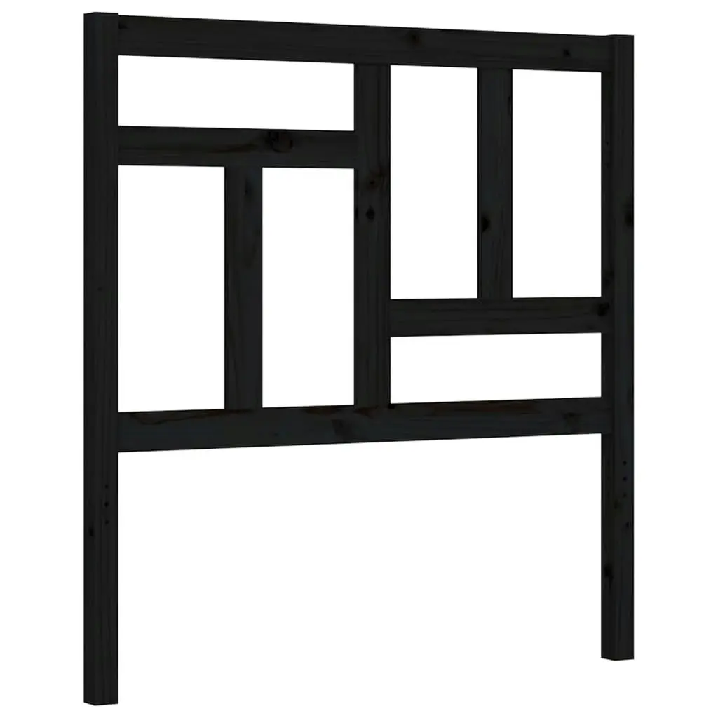 Bed Frame with Headboard Black 92x187 cm Single Size Solid Wood 3194930