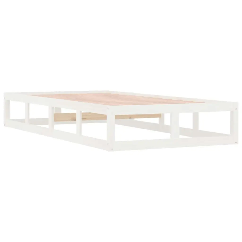 Bed Frame without Mattress White 100x200 cm Solid Wood 820787