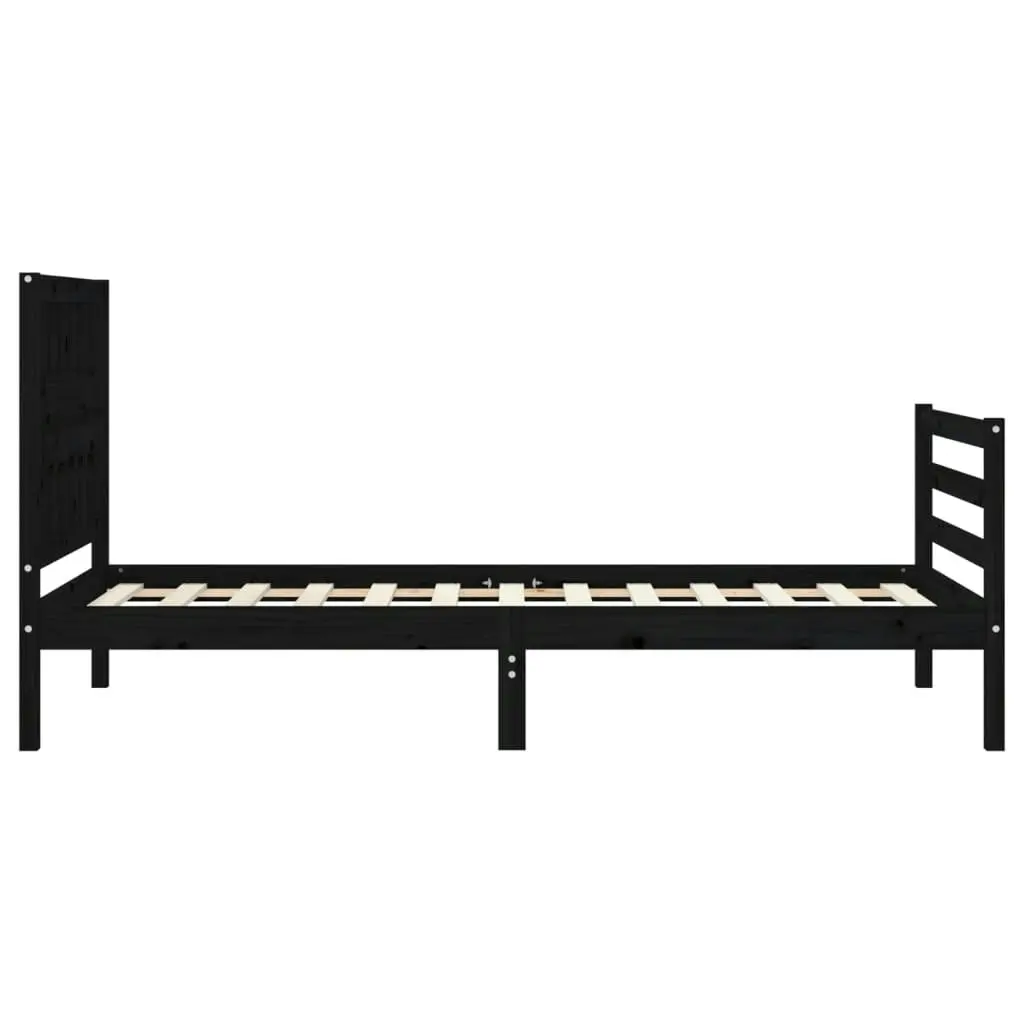 Bed Frame with Headboard Black 92x187 cm Single Size Solid Wood 3194280