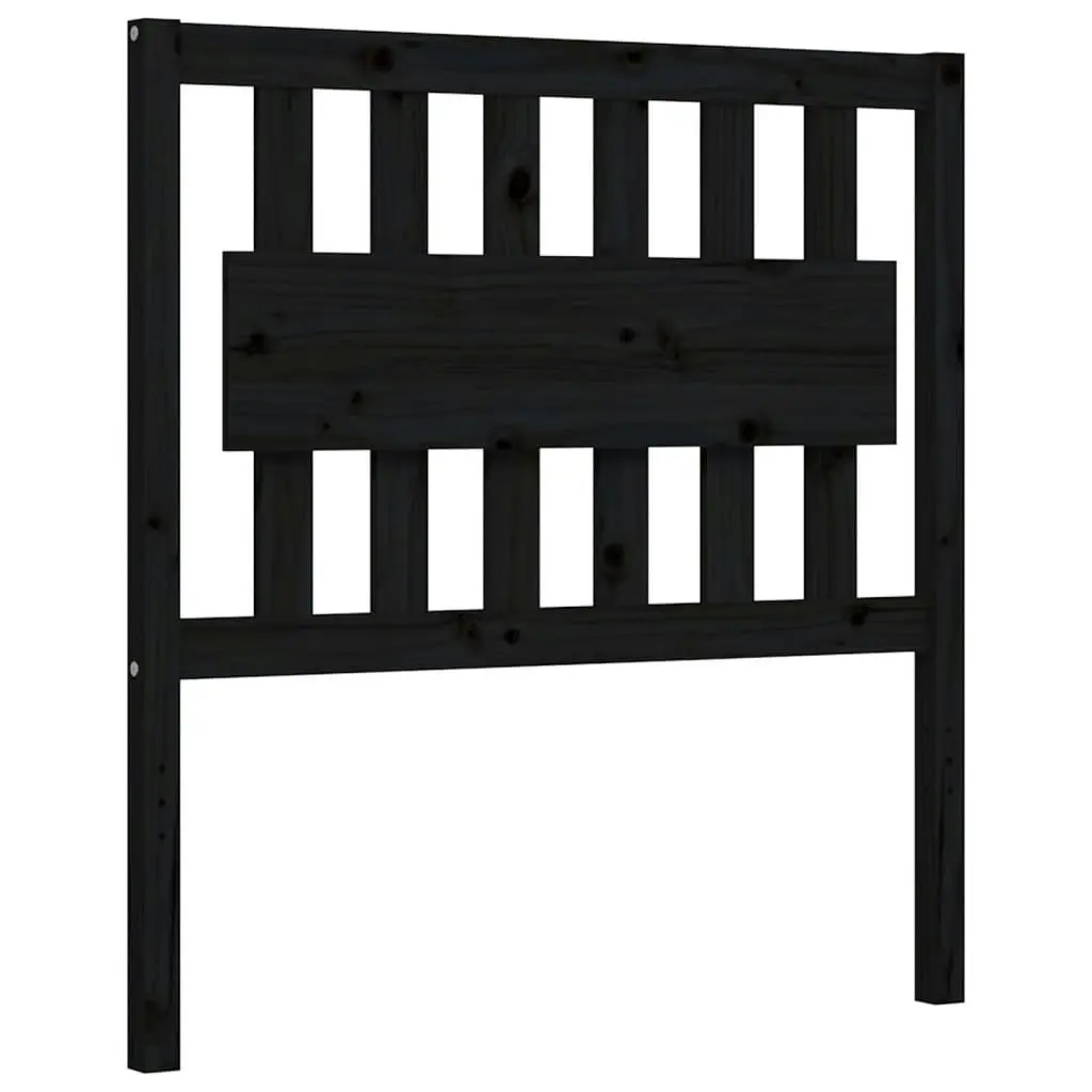 Bed Frame with Headboard Black 92x187 cm Single Size Solid Wood 3194280