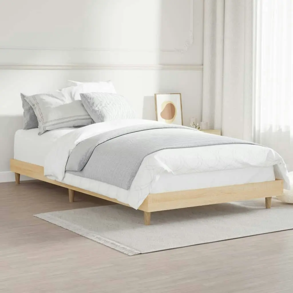 Bed Frame Sonoma Oak 92x187 cm Single Size Engineered Wood 832096