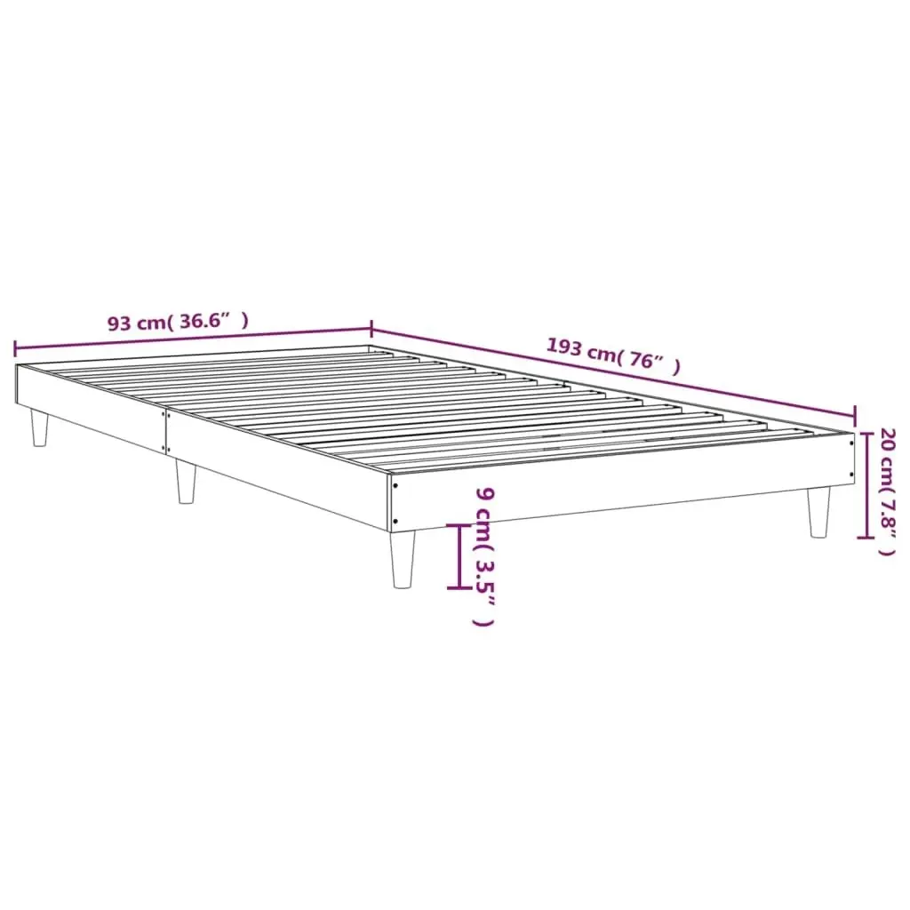 Bed Frame Sonoma Oak 92x187 cm Single Size Engineered Wood 832096