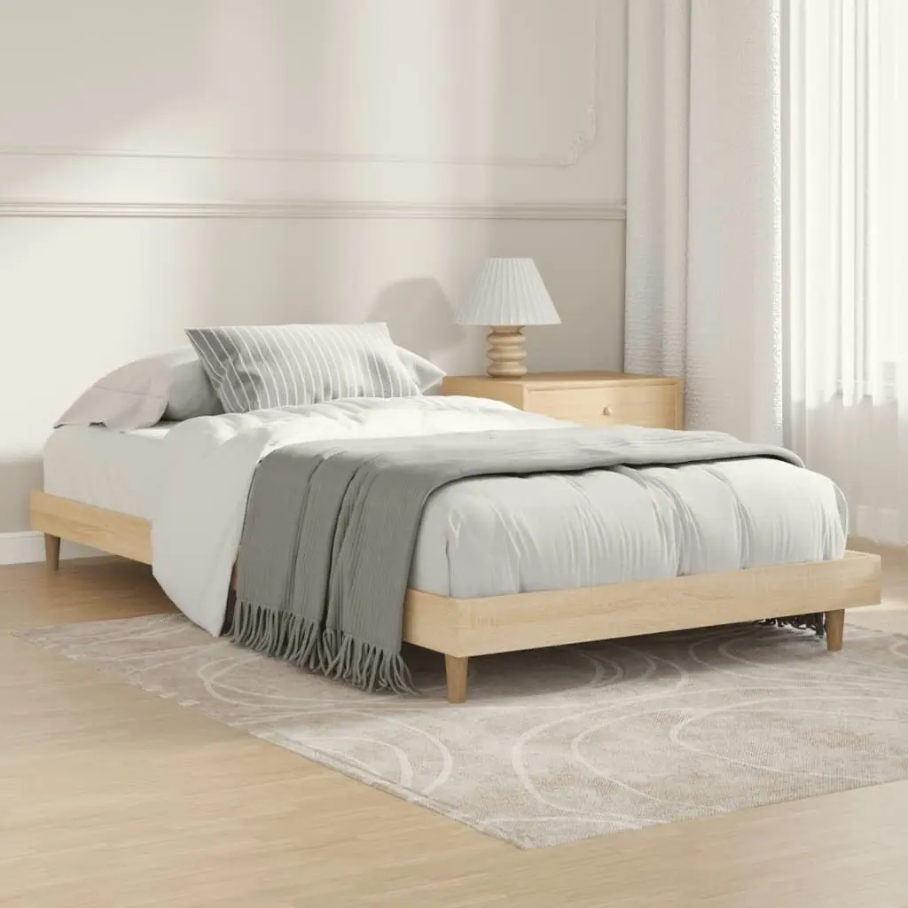 Bed Frame Sonoma Oak 92x187 cm Single Size Engineered Wood 832096