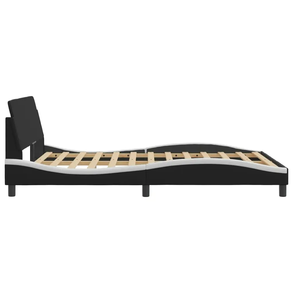 Bed Frame with Headboard Black and White 137x190 cm Faux Leather 3207673