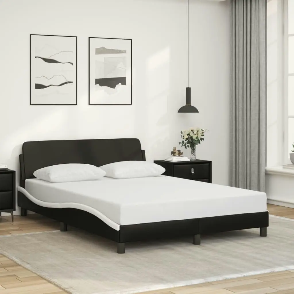 Bed Frame with Headboard Black and White 137x190 cm Faux Leather 3207673