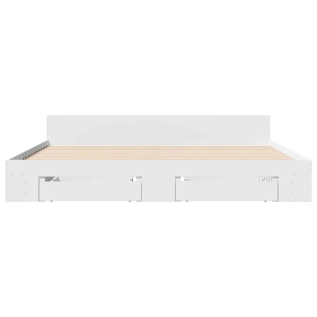 Bed Frame with Drawers White 183x203 cm King Size Engineered Wood 3280727