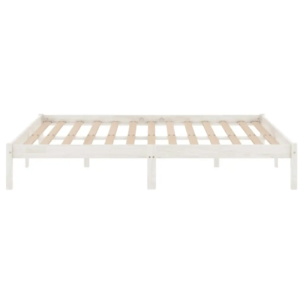 Bed Frame White Solid Wood 153x203 cm Queen Size 810023