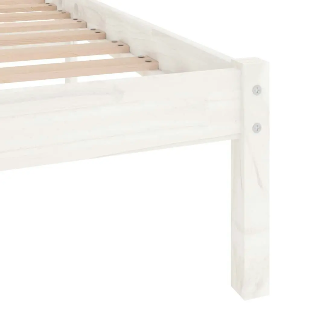 Bed Frame White Solid Wood 153x203 cm Queen Size 810023