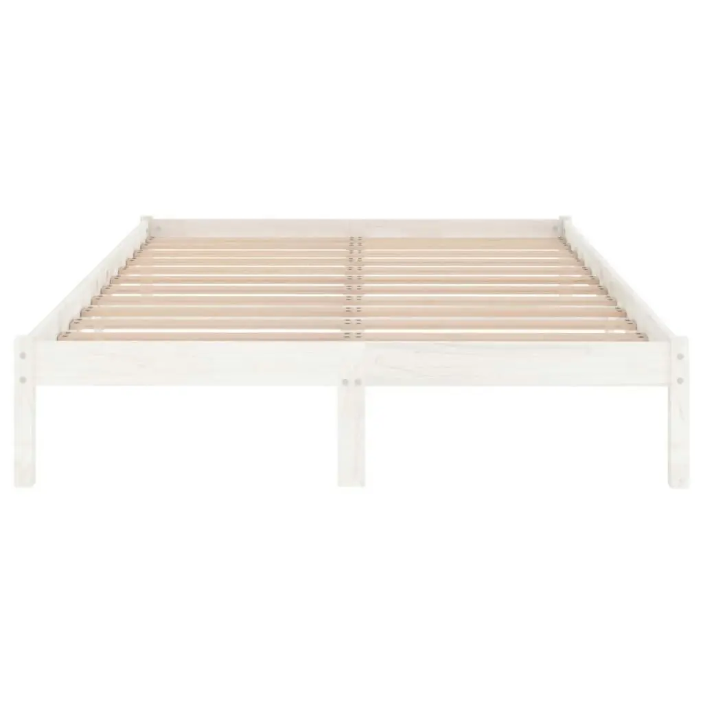 Bed Frame White Solid Wood 153x203 cm Queen Size 810023