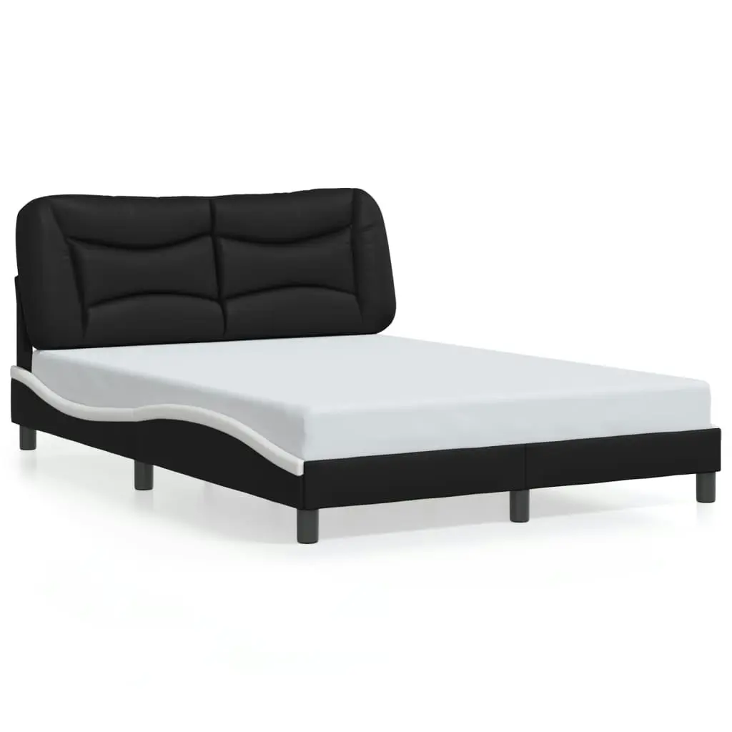 Bed Frame without Mattress Black and White 137x187 cm Double Faux Leather 3208038