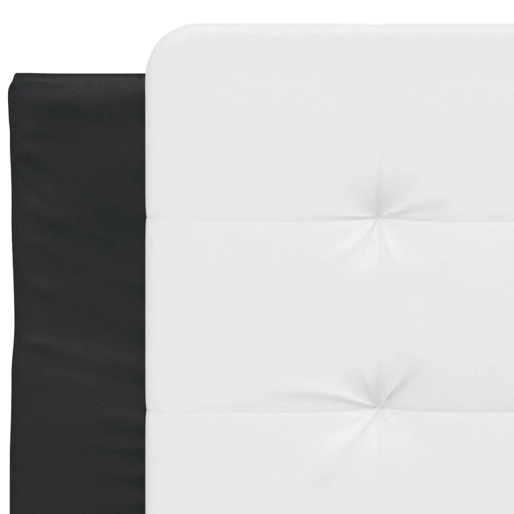 Bed Frame with Headboard Black and White 106x203 cm King Single Size Faux Leather 3208277