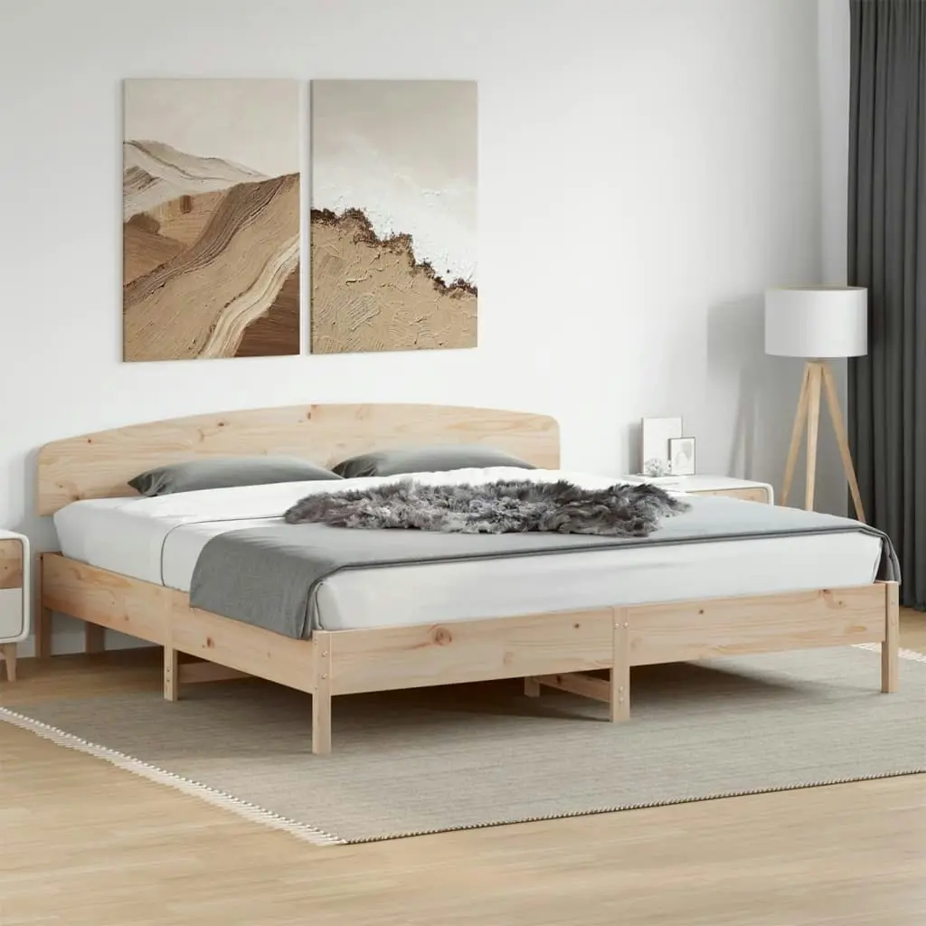 Bed Frame without Mattress 183x203 cm King Solid Wood Pine 3207197