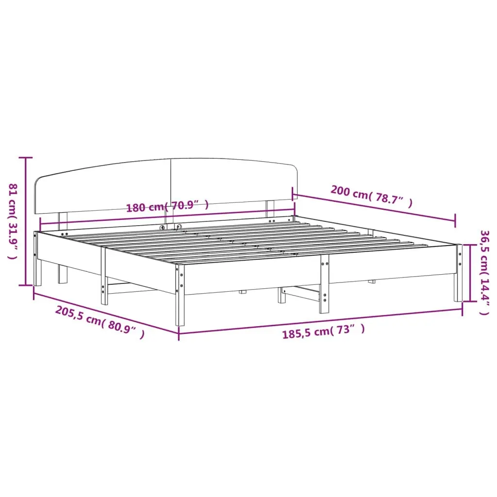 Bed Frame without Mattress 183x203 cm King Solid Wood Pine 3207197