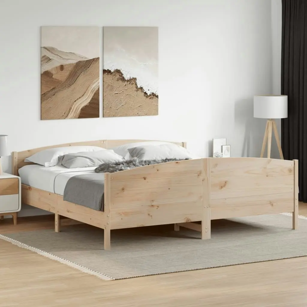 Bed Frame with Headboard 183x203 cm King Size Solid Wood Pine 3216164