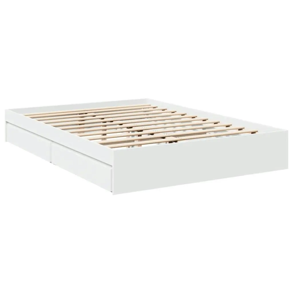 Bed Frame with Drawers White 150x200 cm Engineered Wood 3280650