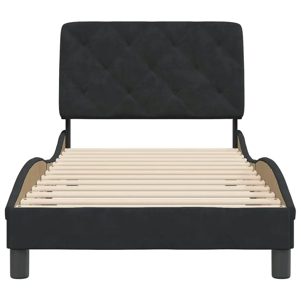 Bed Frame with Headboard Black 92x187 cm Single Size Velvet 3208247