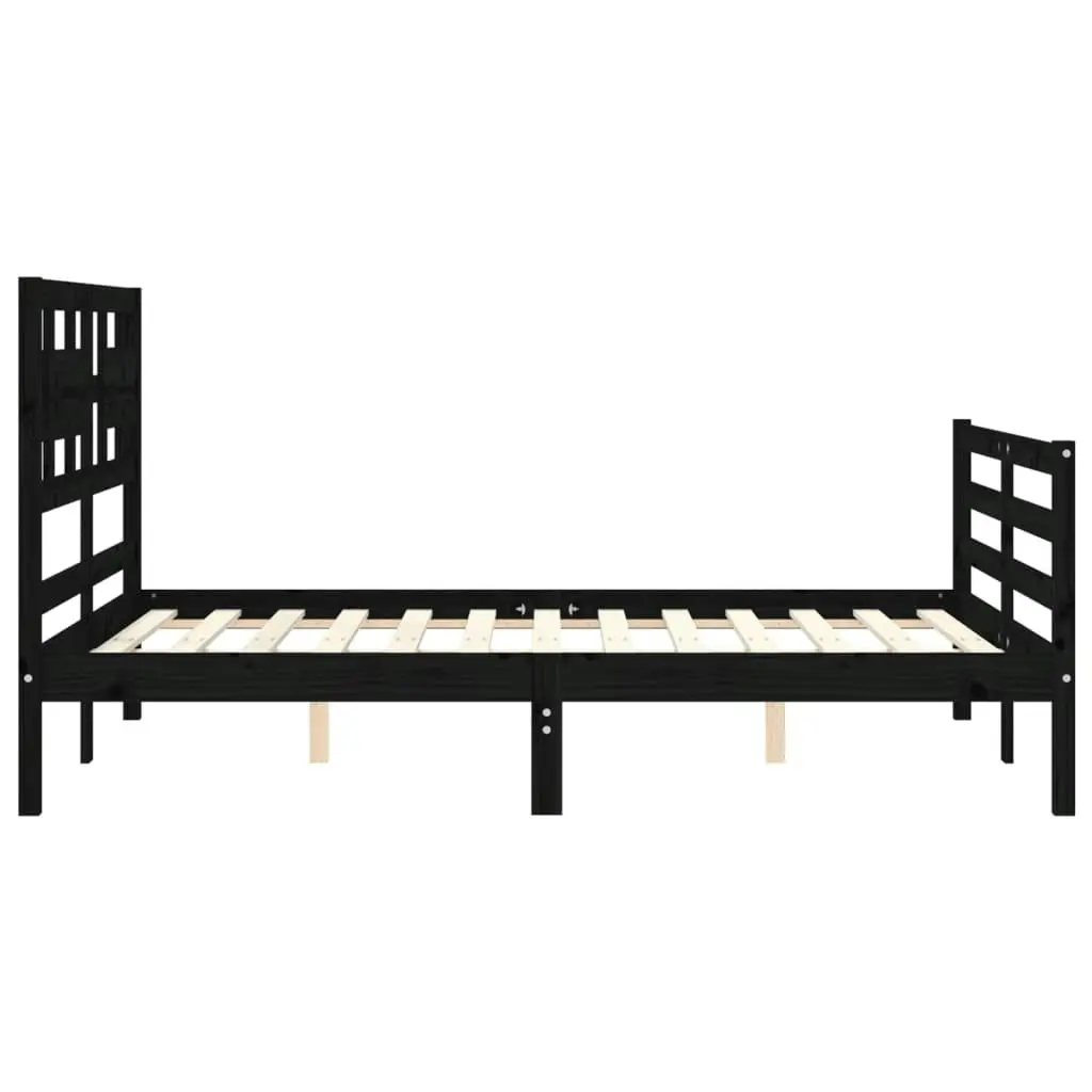 Bed Frame with Headboard Black 92x187 cm Single Size Solid Wood 3194345