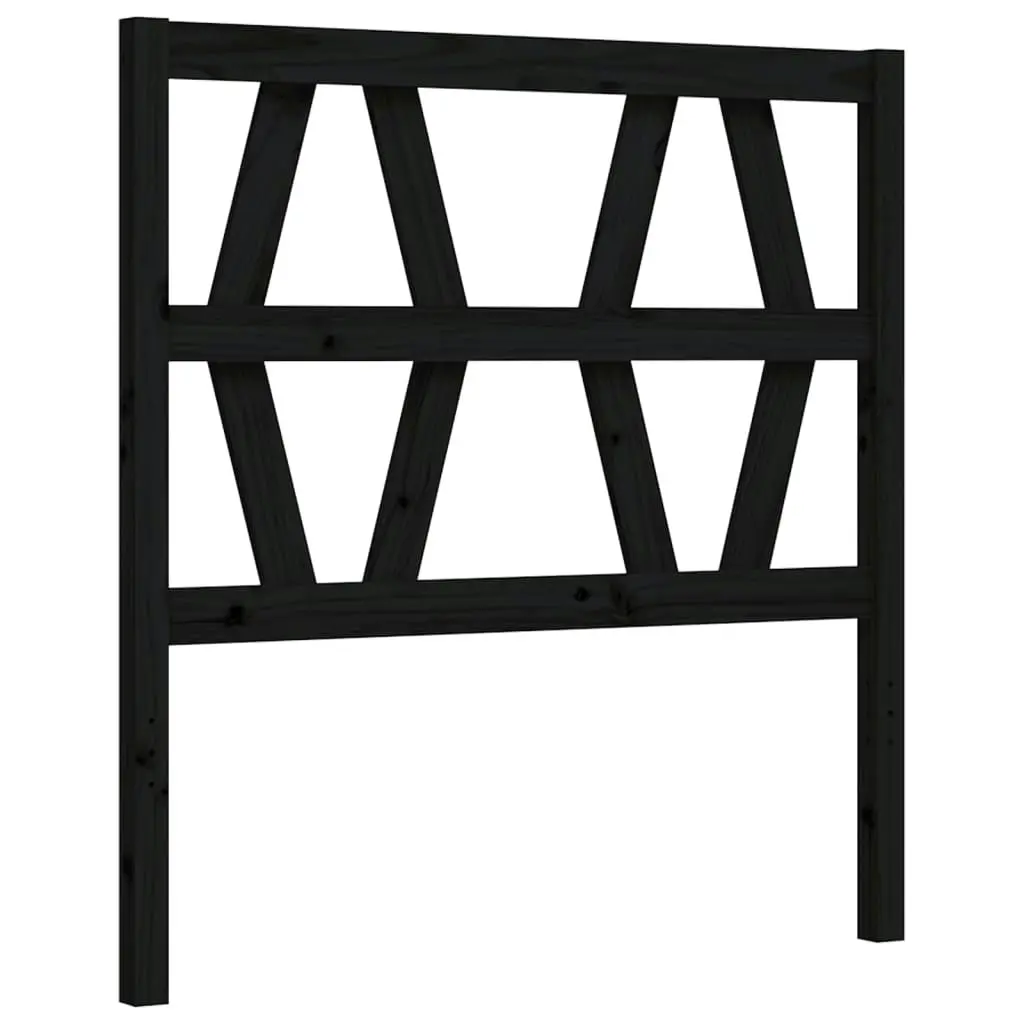 Bed Frame with Headboard Black 92x187 cm Single Size Solid Wood 3194345