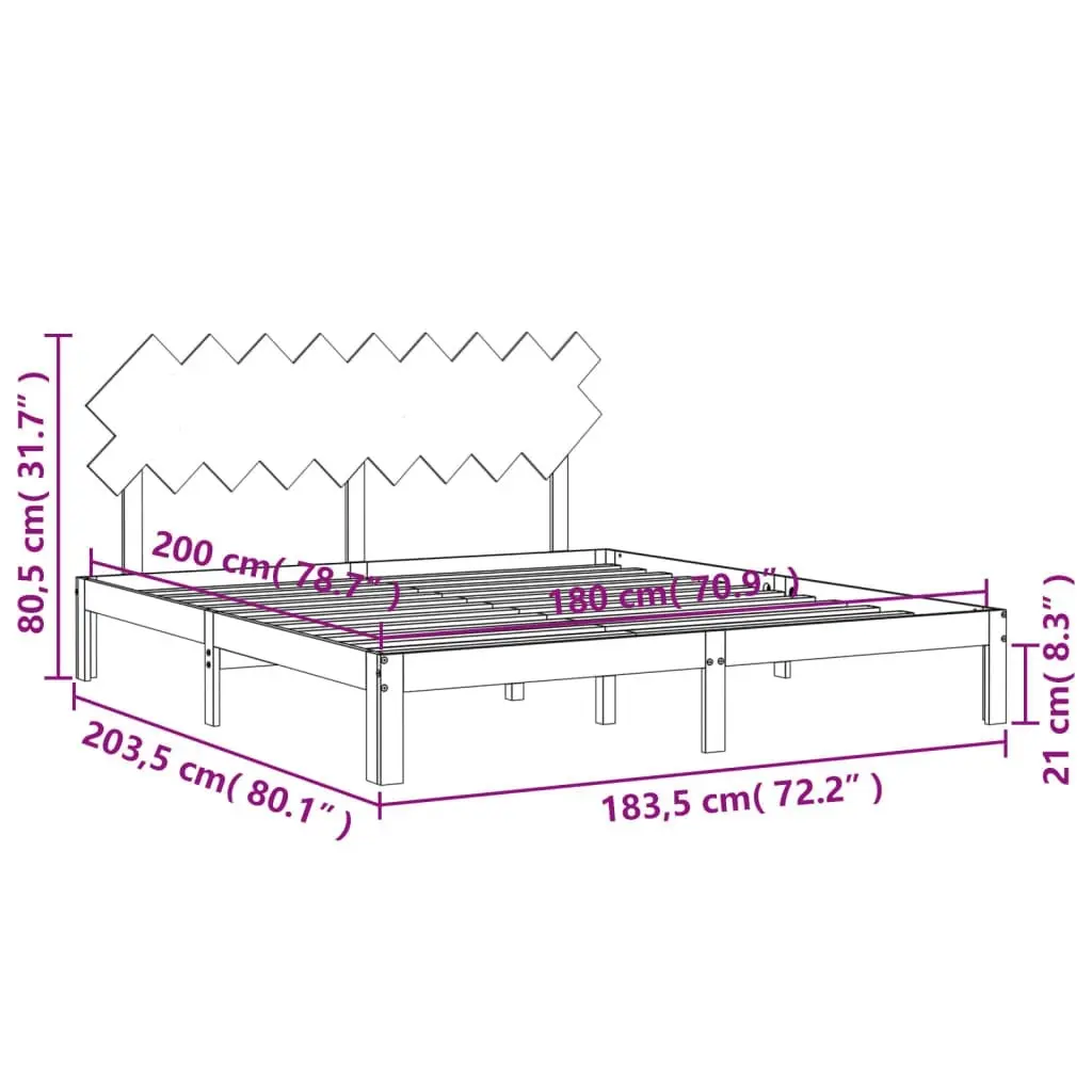 Bed Frame without Mattress 183x203 cm King Solid Wood Pine 3193741