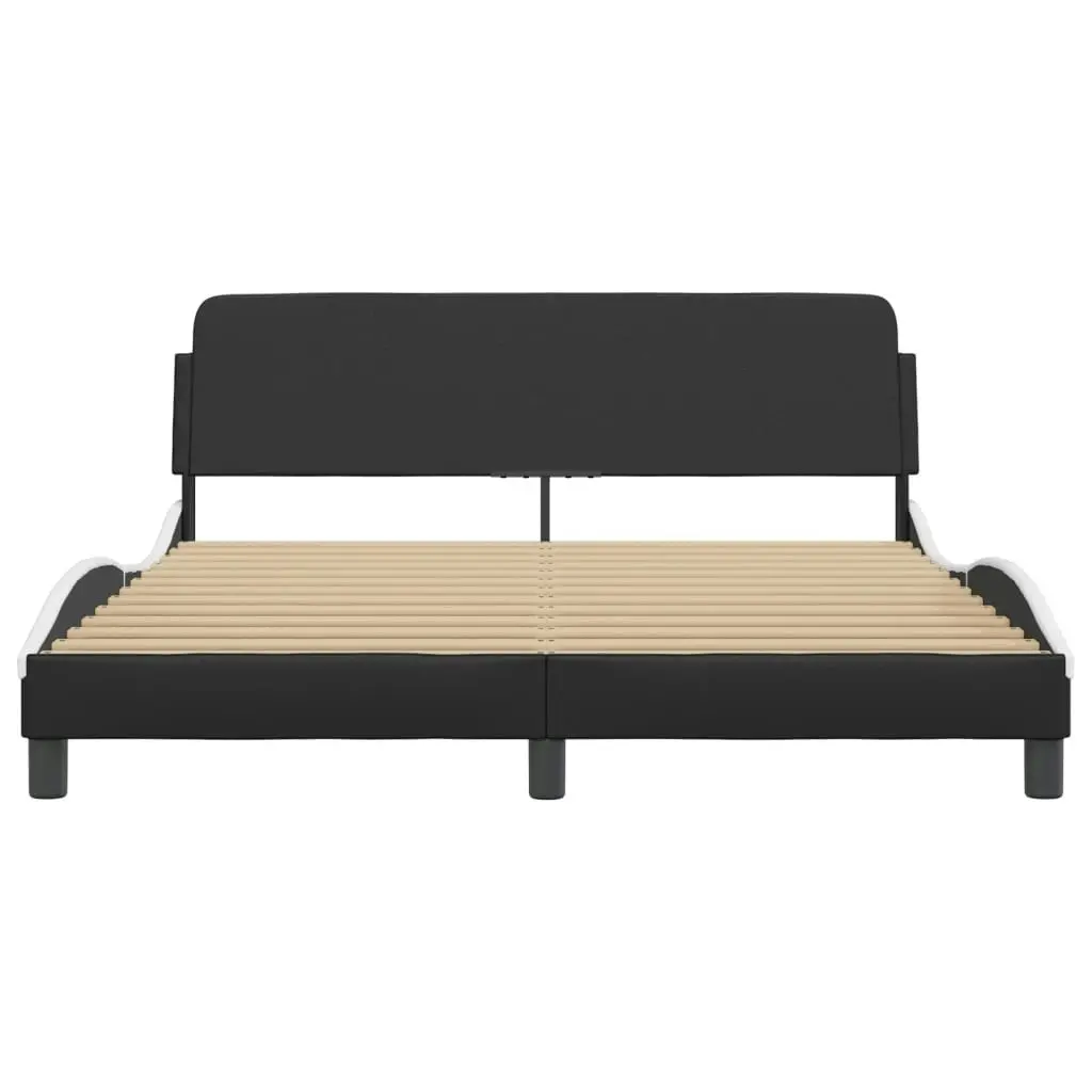 Bed Frame with Headboard Black and White 152x203 cm Faux Leather 3207679